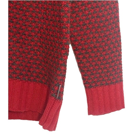 Woolrich Full Zip Lambs Wool Knit Sweater Jacket Red & Gray Small Casual Cozy - Picture 3 of 9